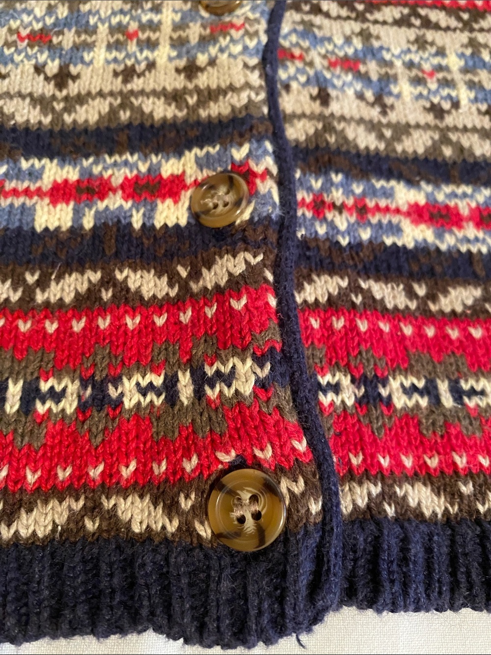 Nuggets Vintage 90’s Fair Isle Knit Button-Up Vest Cotton Ramie Y2K Size Large - Picture 8 of 12